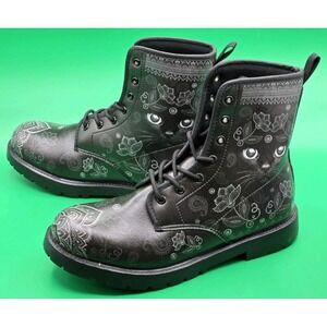Cat Eye Pattern Black Outdoor Lady Boots Casual Mens Size 7 Womens 10 Witch